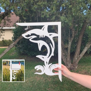 Mailbox Bracket  - Shark Large 16x21 inch, Custom Mailbox, Coastal, , Bracket, Outdoor Decor, Mailbox & Post Not Included