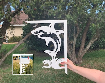 Shark Mailbox Bracket – Coastal Outdoor Decor (16x21 inch)