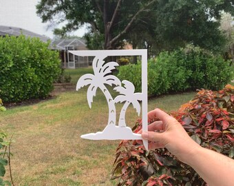 Palm Tree Mailbox Bracket – Tropical Coastal Decor, 7x9"