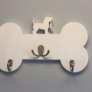 Coat Rack - Bone W/Dog Design Coat Rack, Entryway Organizer, Key Holder, Leash Holder, Leash Hook, Leash Hanger, Dog Leash, Custom Gift