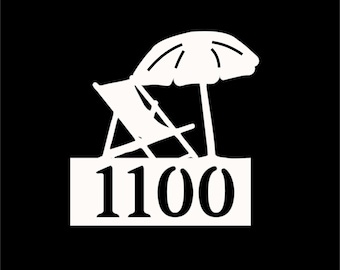 Custom Listing - Cynthia G - Address plaque 1100 deck chair & umbrella