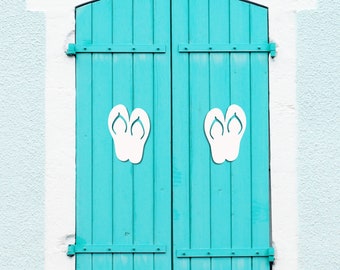 Flip Flop Shutter Wall Art – Coastal Outdoor Decor (8x5)