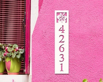 House Number Plaque Boxed - Hibiscus, Address Plaque, Address Sign, Custom, Personalized, Housewarming Gift, Custom Gift, Outdoor Decor