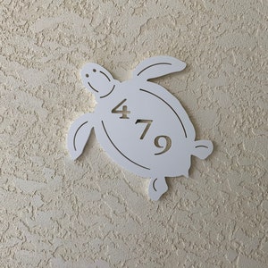 Address Plaque Turtle, Personalized Sign, Outdoor Decor, Coastal Themed Custom Sign, Address Plaque Approx 14 x 13 wide image 5