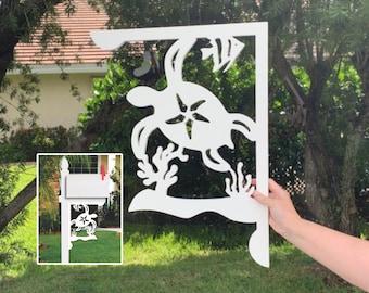 Turtle Reef Mailbox Bracket - Coastal Outdoor Decor, Large 16x21 inch