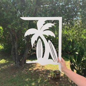 Supporto per cassetta postale - Palm Surf Board grande 16 x 21 pollici, cassetta postale personalizzata, costiera, supporto, decorazione per esterni, cassetta postale e palo non inclusi