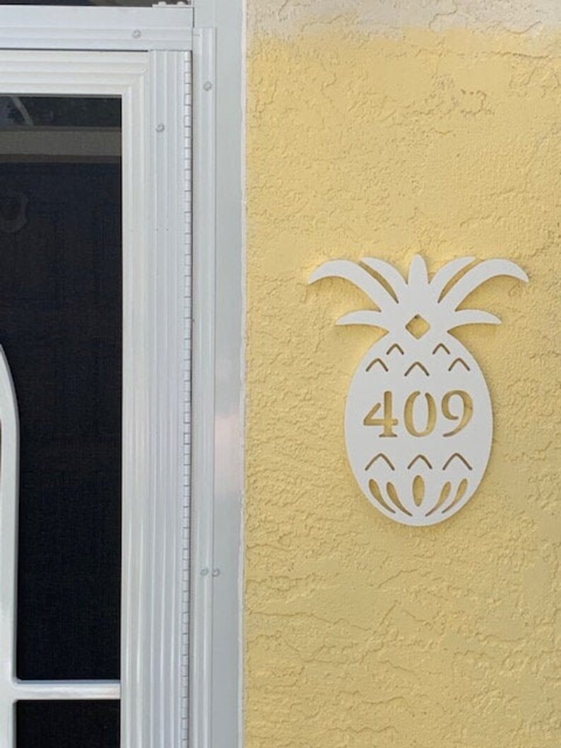 House Number Plaque Pineapple Personalized Sign Outdoor Etsy