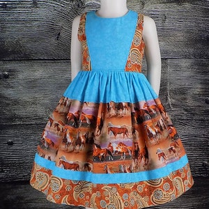 Horse Dress, Girls, Western Wear, Cowboy, Cowgirl, Rodeo, Mustang, Country, Pageant, Boutique, Sleeveless, Texan Day, School, Texas, Toddler