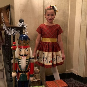 Girls Nutcracker Dress, Plaid Christmas Dress, Holiday, Green, Red, Blue, Gold, Party, Fancy, Clothing, Boutique, Sleeves, Toddler, Teen image 1
