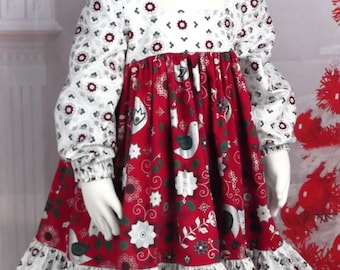 Girl, Christmas Dress, Toddler, Outfit, Tween, Red Green Dress, Junior, Holiday, Handmade, Boutique, Long Sleeve, Ruffle, Teen, Set, Match