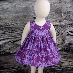 Girls Purple Dress for Spring or Easter with Bunny Rabbit.  Perfect for Fall Woodland Dress with Deer Antlers.  Sleeveless with Lace Zipper.