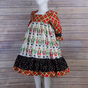 6 Nutcracker Dress, READY to SHIP, Girls, Christmas Dress, Red Green, Candy Cane, Ballet, Soldier, Cupcake, Boutique, Sleeves, Ruffles, RTS