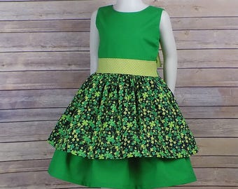 Girls Shamrock Dress, St Patricks Day Dress, Patty, Green, Toddler, Parade, Clover, School, Teen, Lucky Irish, Outfit, Brother Sister, Set
