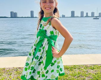 Girls Shamrock Dress, St Patricks Day Dress, Green, Toddler, Parade, Clover, Baby, School, Tween, Lucky Irish, Outfit, Brother Sister, Set