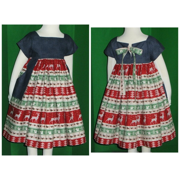 Girls, Christmas Dress, Toddler, Boho, Tween, Junior, Winter, Red, Green, Denim, Casual, Rustic, Woodland, Reindeer, Teen, Photos, Pictures