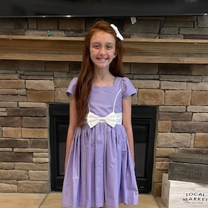 Interview Dress for Pageant, Girls Solid Color Cotton or Poly Cotton Dress, Short Sleeves, Hair Bow, OLM, Cindy Pageants, Mini Miss Dress
