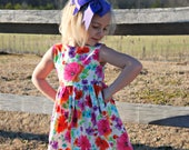 Girls Spring Dress, Girls Easter Dress, Mother Day Dress, Floral Dress, Sleeveless, Outfit, Toddler, Tween, Big Girl, Granddaughter Dress