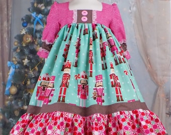 knee length dresses for ladies Sweet Wink Big Girls Nutcracker Trellis Christmas Long Sleeve Tutu Dress - Pink