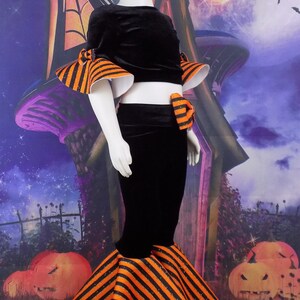 Halloween Pageant Outfit, Halloween ooc, Fun Fashion, Runway, Black VELVET Pants, Neoprene Fabric, BATS, STRIPE, Top, Bell Bottoms, Bows immagine 1