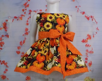 Girl, Fall Dress, Toddler, Thanksgiving Dress, Floral, Orange Dress, Green  Dress, Twirl, Mums, Flower, Jumper, Handmade, Baby 12 18 2T 3T 4 - Etsy