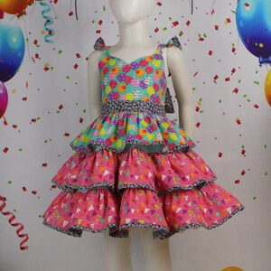 Girls Birthday Dress, Happy Birthday, Ruffle Dress, Layers, Fancy, Boutique, Balloon, Banner, Birthday Party Dress, 1st Birthday, Pink Dress