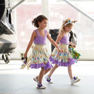 Girls Ice Cream Dress, Birthday, Party, Summer Dress, Soft Serve, Cone, Sprinkle, Popsicle, Sundae, Toddler, Wedding, Fancy dress, Purple