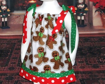 Girls, Gingerbread Dress, Toddler, Christmas Dress, Baby, Red Green Dress, Cookies, Boutique, Pillowcase, Holiday, 1st, First, Photo shoot