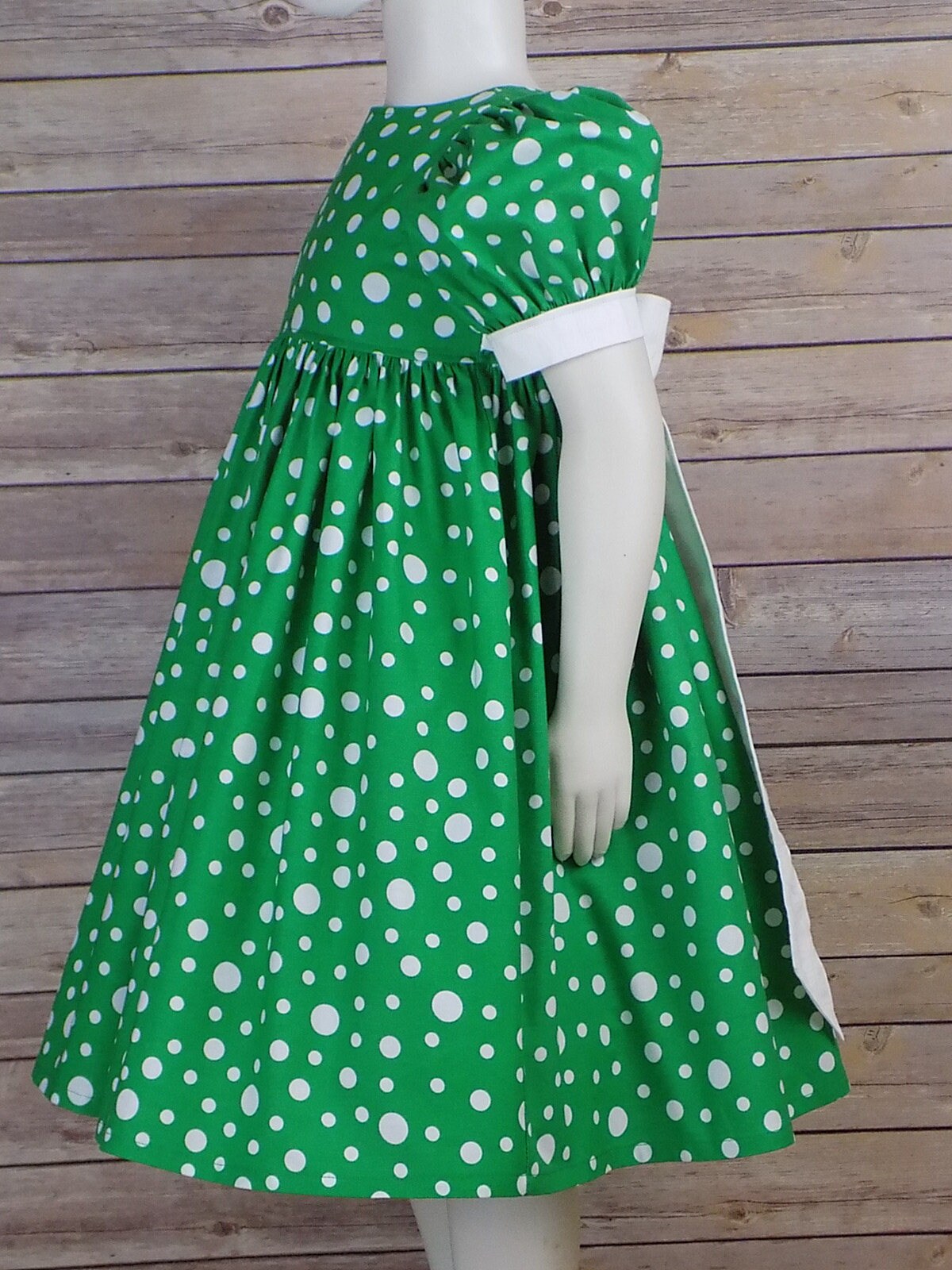 Girls Polka Dot Dress, Red, Green, Christmas Dress, Short Sleeves, Lace, Zipper, Custom, Boutique, Fancy, Big Girls, Baby, Toddler, Teen