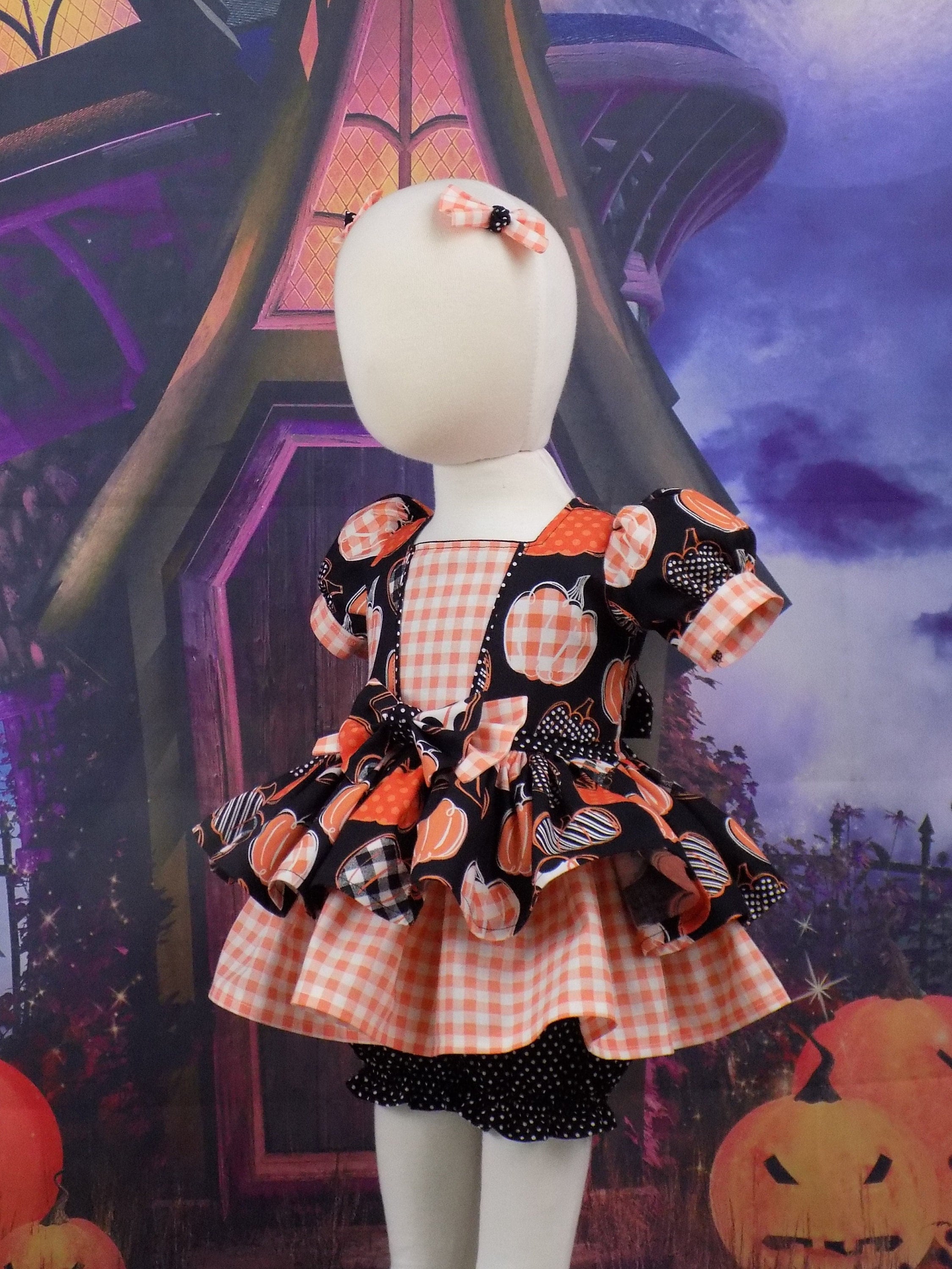 white christmas dresses Girls Halloween Dress | Plaid Candy Corn Tutu Dress main image 0