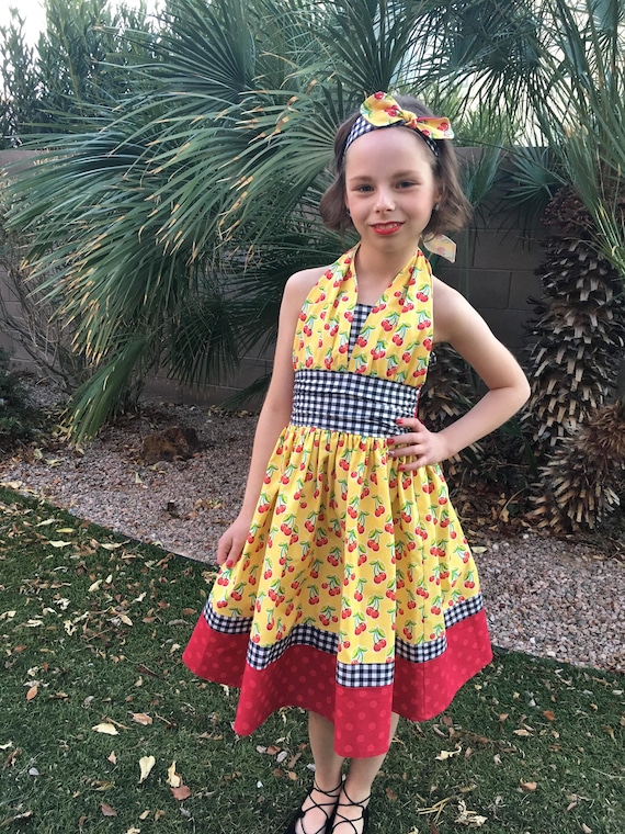 Girl 50s Dress, 50s Outfit, Cherries, Daddy Daughter Dance, Retro