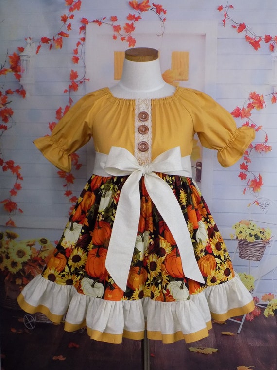 Girls Fall Dress Sunflower Dress Pumpkin Dress Toddler | Etsy