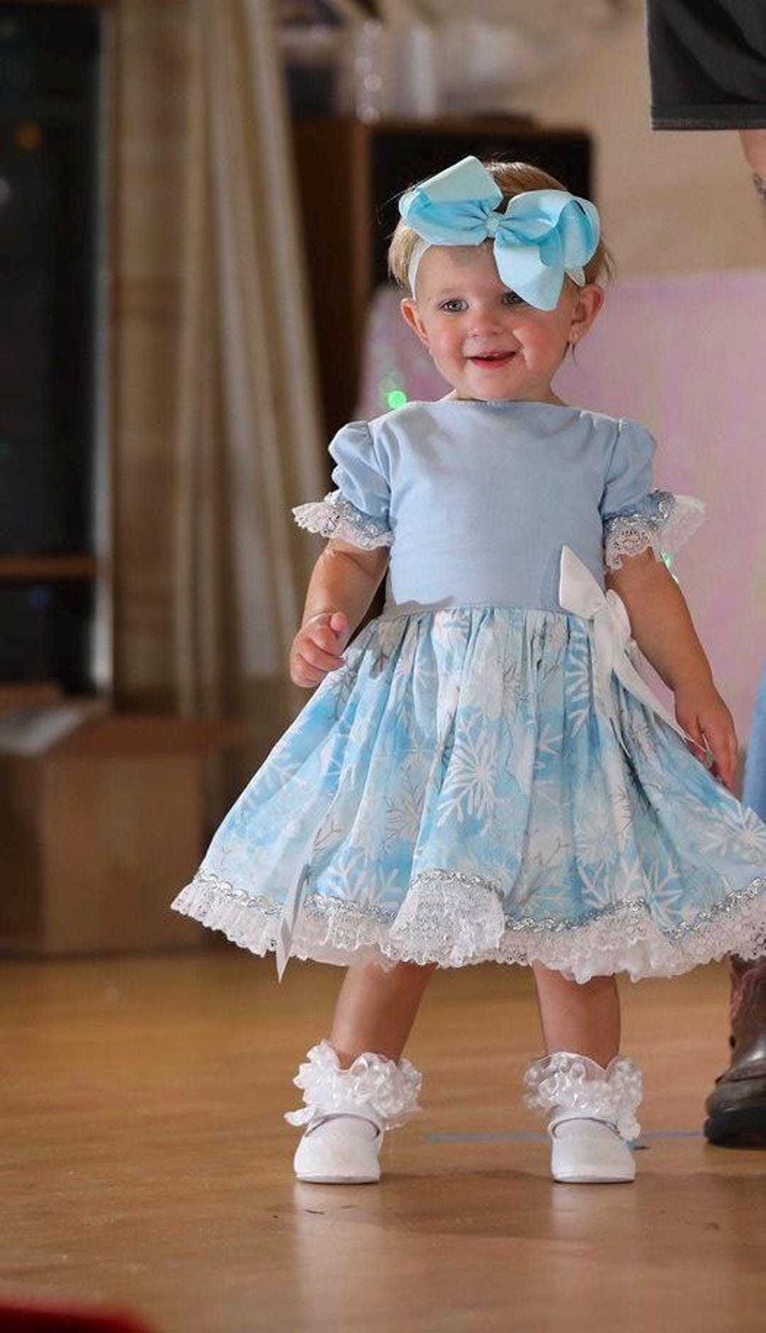 Pageant Winter Wear, Snowflakes, Blue, OOC, Casual Wear, Pageant, Toddler Casual Wear, Dress, Top Short Set, Sleeves, White, Girl, Christmas