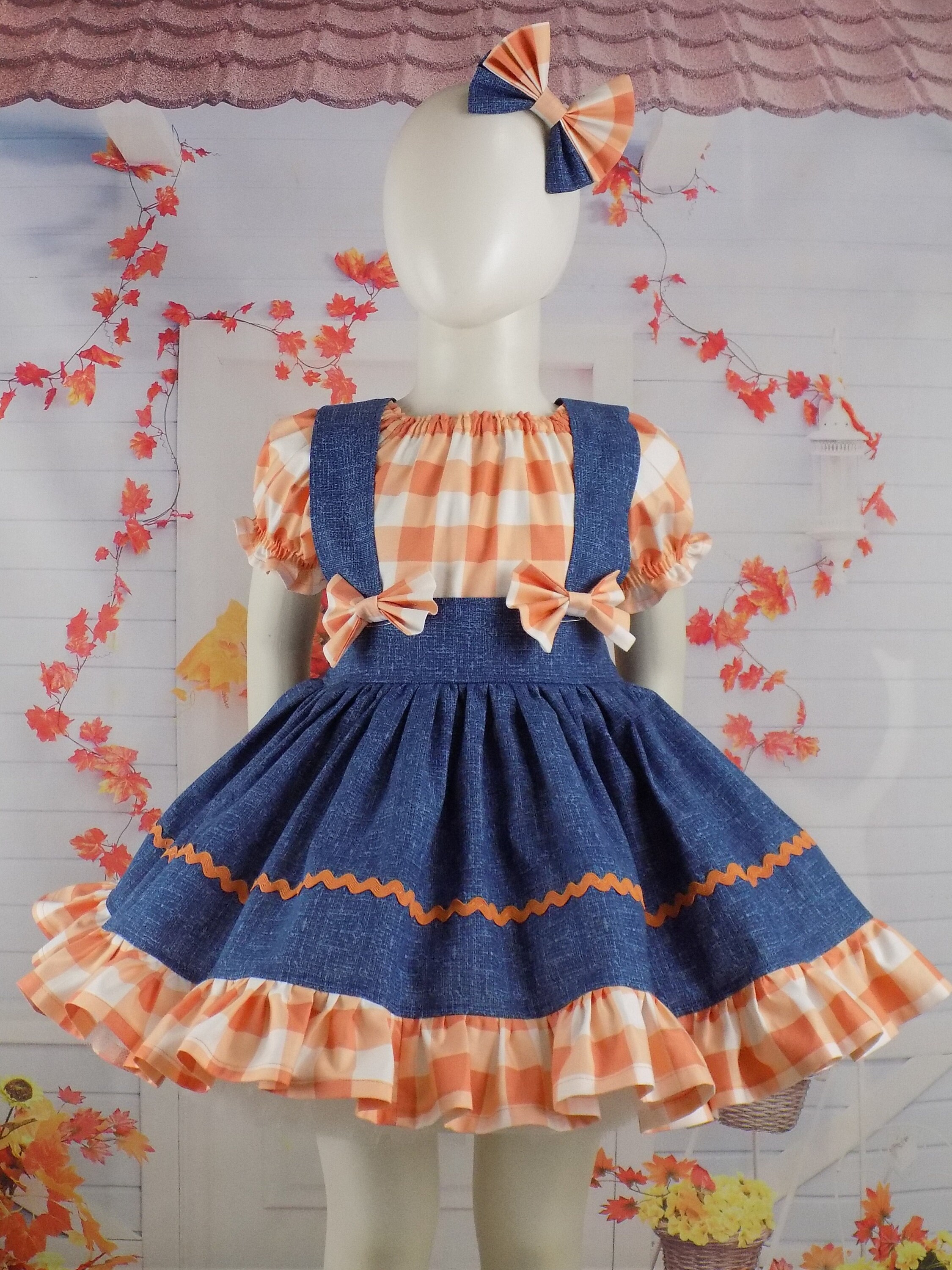 Orange Denim Pageant Wear, Fall Western Dress, Yam Festival, Halloween ...