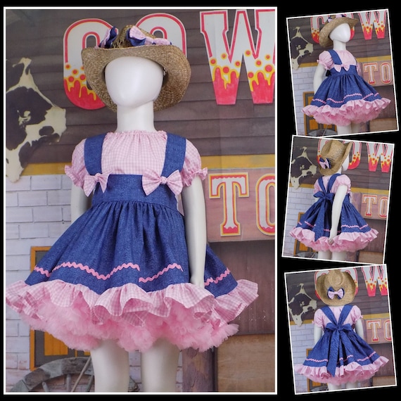 Girl Western Dress, Country, Pageant, Denim Wear, OOC, Outfit, Set, Red  White Blue, Gingham, Cowgirl, Rodeo, Square Dance, Sleeve, Suspender - Etsy  | Girls western dresses, Doll clothes american girl, Baby girl