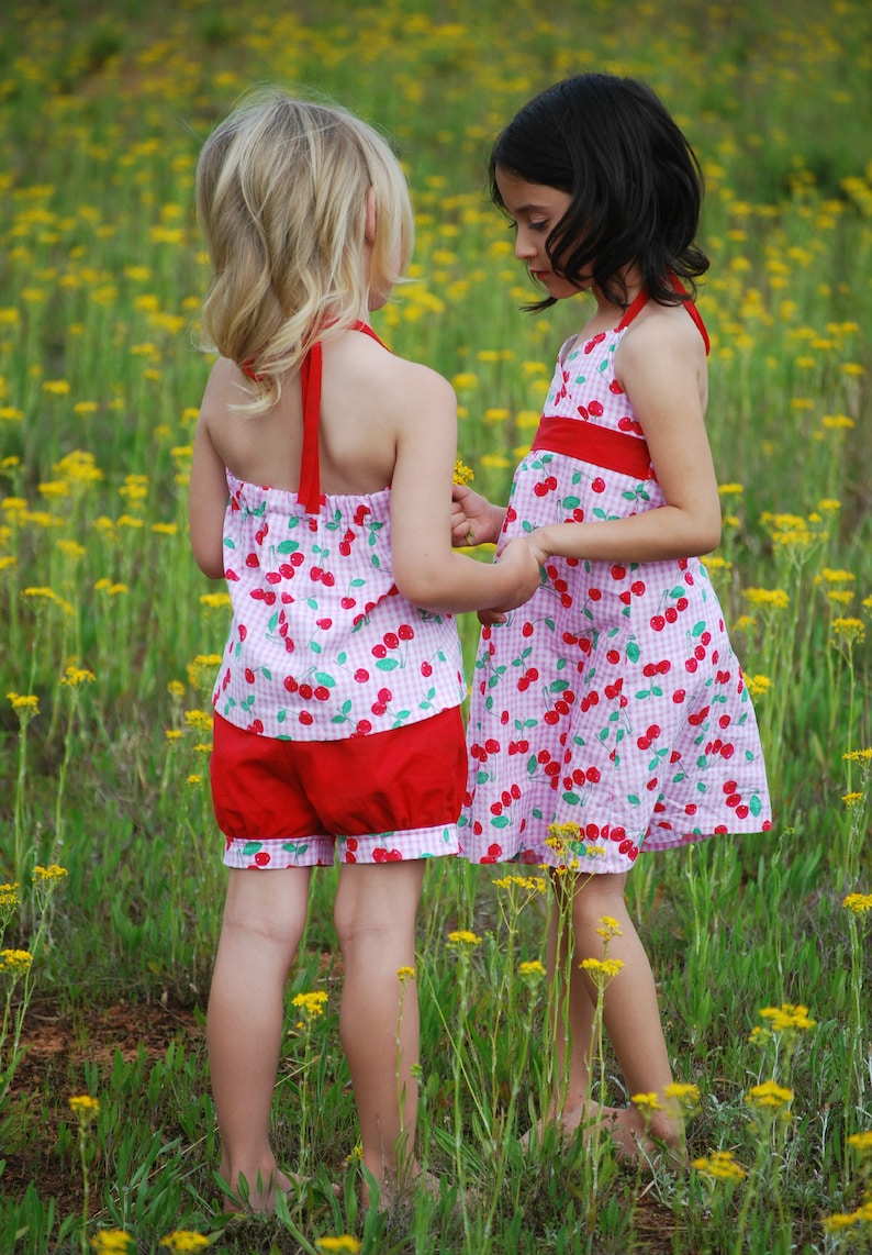 Girls Cherry Dress Red Cherries Summer Outfit Short Set Etsy
