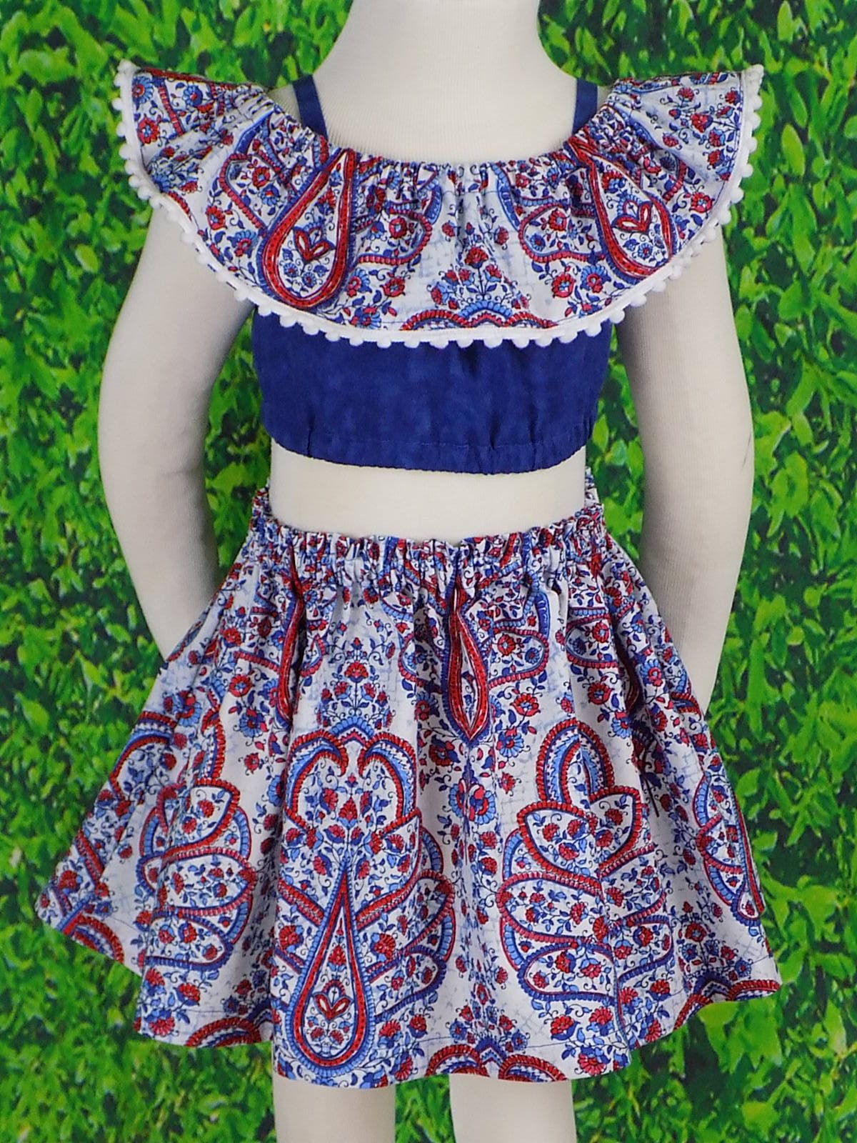 Cold Shoulder off the Shoulder Crop Top Skirt Pom Pom Red - Etsy