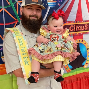 Yellow Red Barn Cow Pig Girl Pageant Farm Wear, Farm OOC, Chickens,  Birthday, Western Wear, Dress, Pinafore Set, Cowgirl, Bloomers, Set