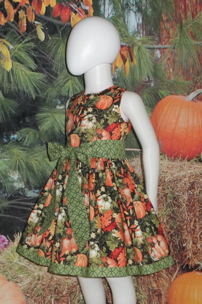 Fall Dress, Girls, Thanksgiving Dress, Toddler, Autumn Dress, Baby, School,  Outfit, Pumpkins, Handmade, Custom, Boutique, Sleeveless, Green - Etsy
