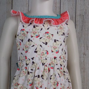 Girls CAT DRESS, V Back Dress, Open Back, Ruffles, Cutie Cats, Summer ...