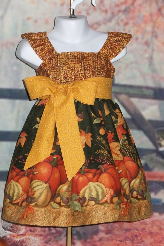 Girls, Thanksgiving Dress, Toddler, Fall Dress, Pumpkin Dress, Autumn Dress,  Harvest, Orange, Green, Teens,tween, Boutique, Flutter, Sleeve - Etsy