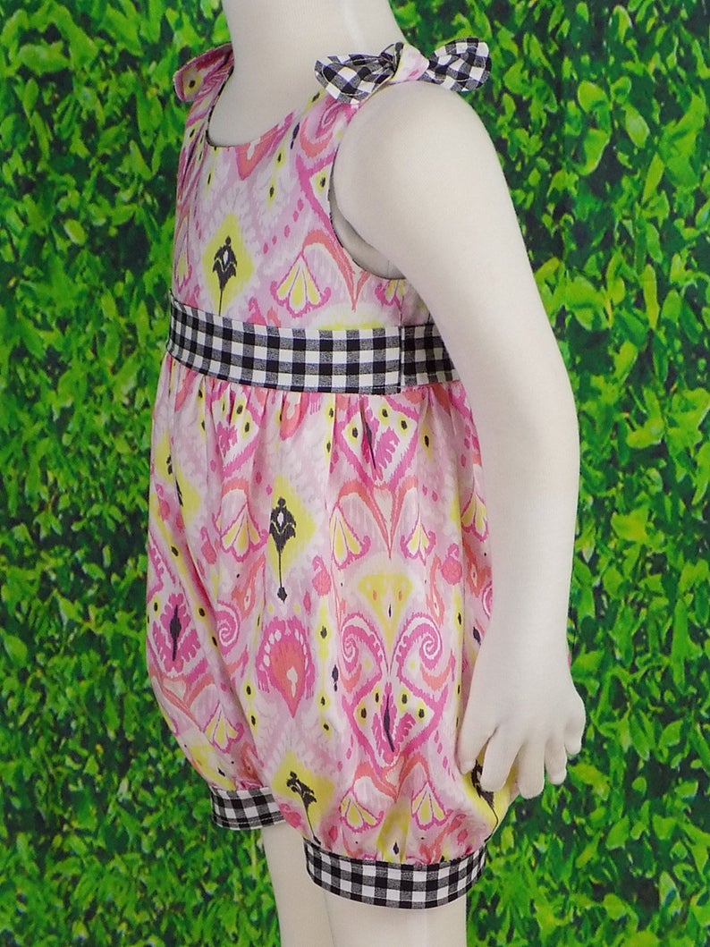 Baby Girl Romper Pink Romper Bubble Romper Black White Etsy