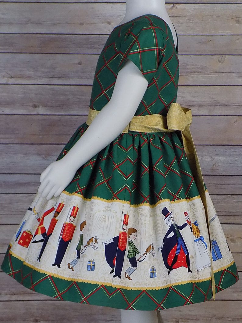 Girls Nutcracker Dress Plaid Christmas Dress Holiday Green Etsy
