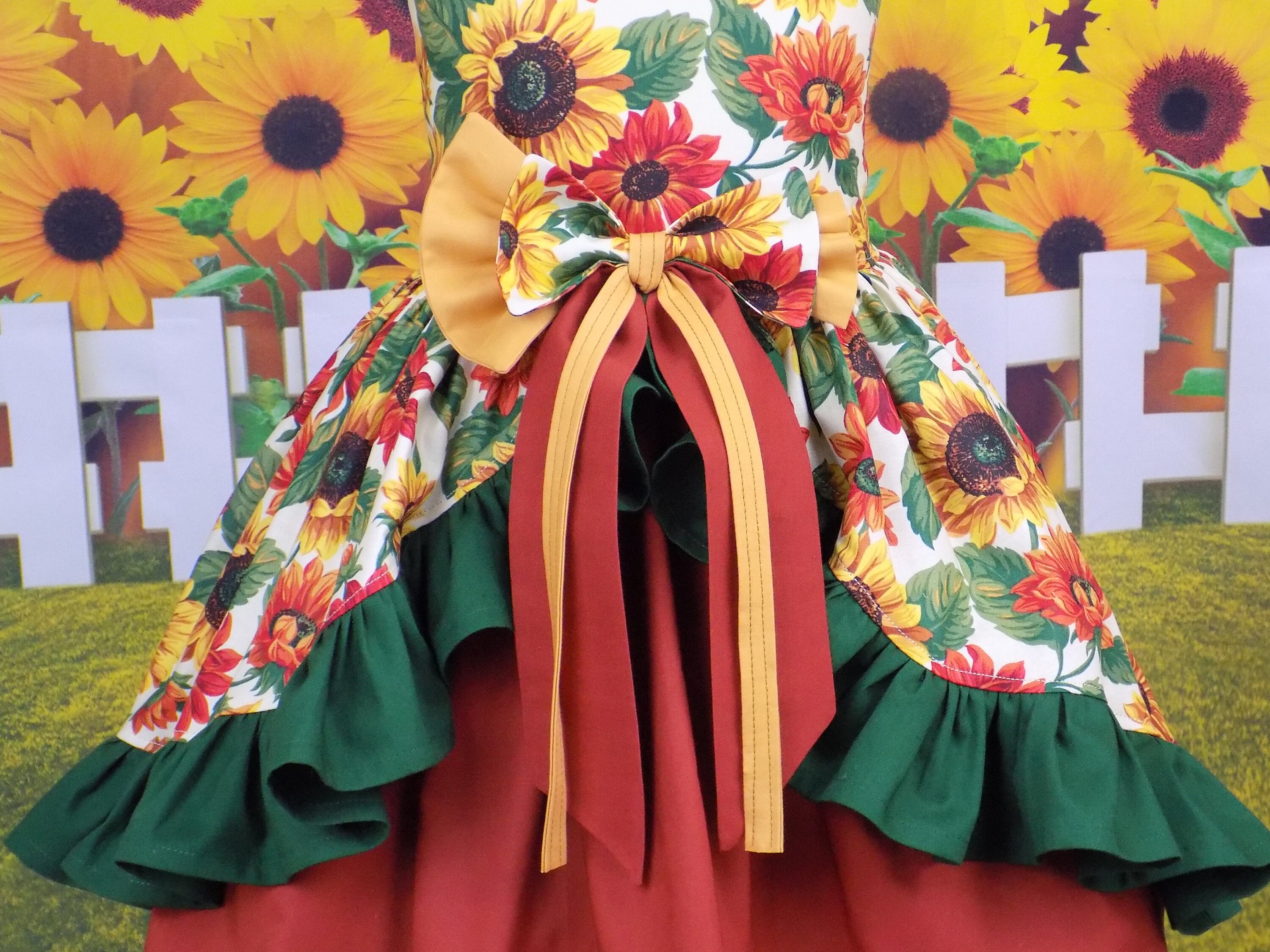 Girls Sunflower Dress Pageant Wear OOC Sunflower Outfit Etsy