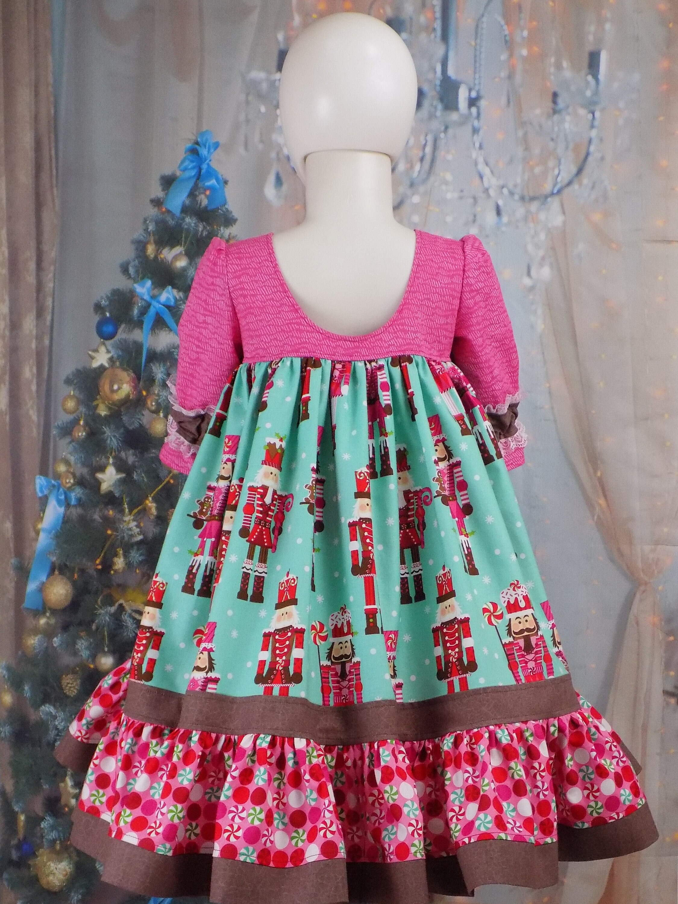 Robe De Noël Pour Fille Taille 2T - Style Nutcrackers - Fait Main Vintage