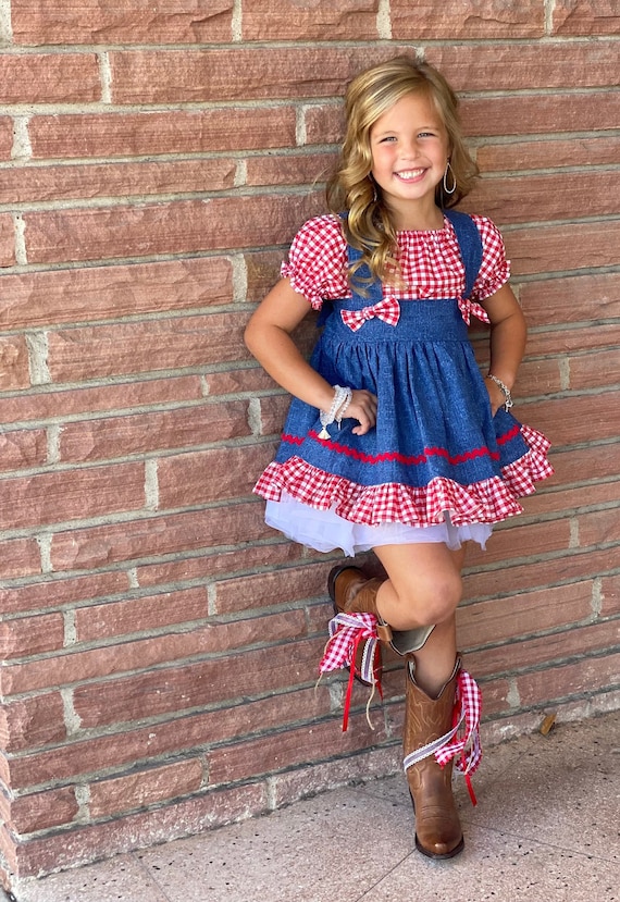 Girl Western Dress, Country, Pageant, Denim Wear, OOC, Outfit, Set