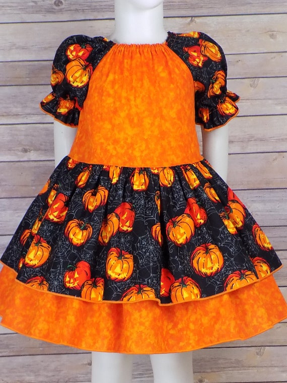 Girls, Halloween Dress, Toddler, Pumpkin, Jack O Lantern, Orange, Black,  Peasant, Dress, Outfit, Boutique, Handmade, Sleeve, Patch, Hay Ride - Etsy