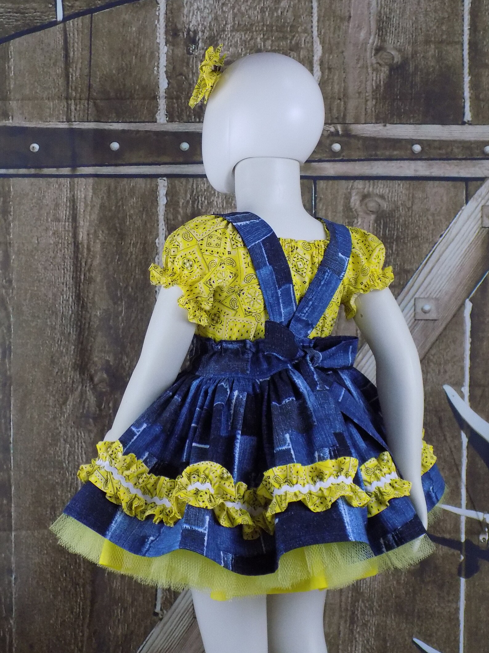Western Pageant Bandana Denim Dress, Western Pageant Outfit, Girl Western Dress ...