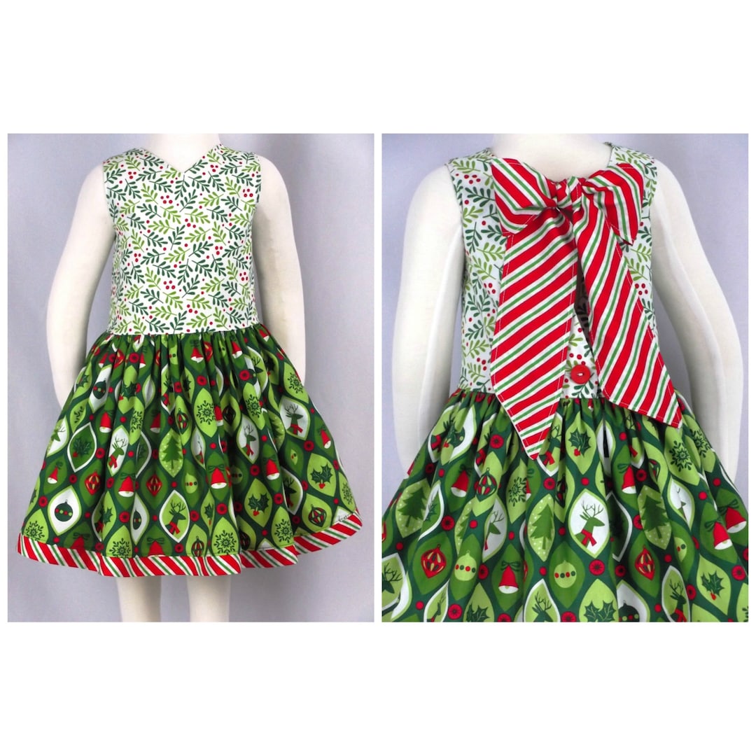 Girl Christmas Dress Toddler Holiday Dress Baby Red Green Etsy