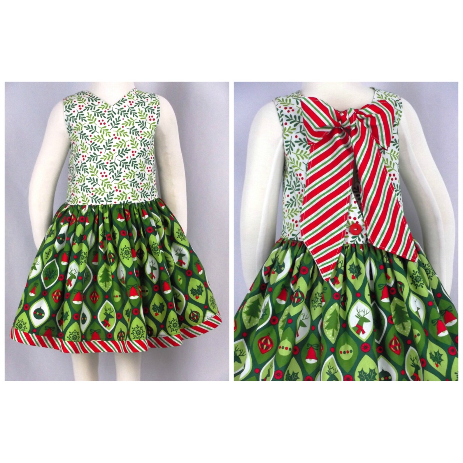 Girl Christmas Dress Toddler Holiday Dress Baby Red Green Etsy