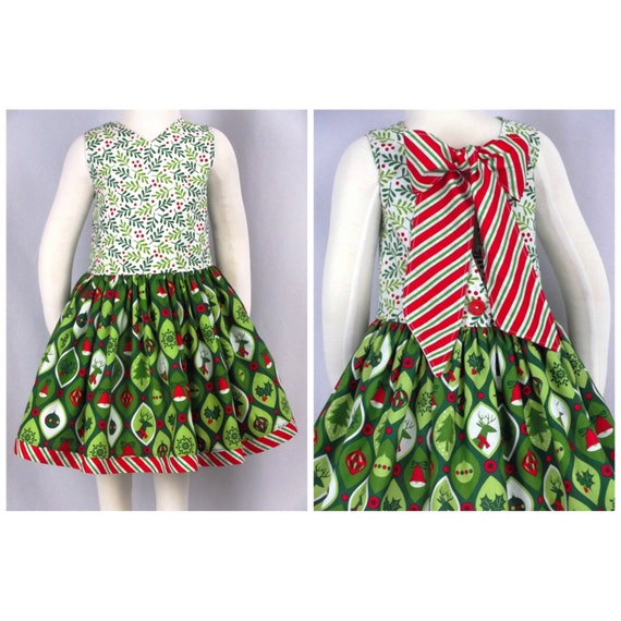 Girl Christmas Dress Toddler Holiday Dress Baby Red Green Etsy